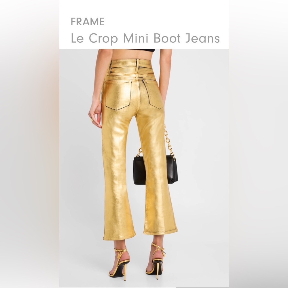 • FRAME • Le Crop Mini Boot Jeans • Color: GOLD CHROME • NEW NWT - Picture 4 of 14